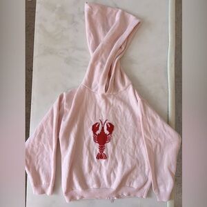 Carriage Boutique Lobster Hoodie. size 2T. 100% cotton. Light pink, zip back.
